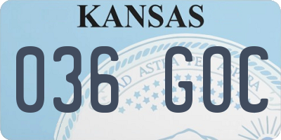 KS license plate 036GOC