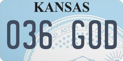 KS license plate 036GOD