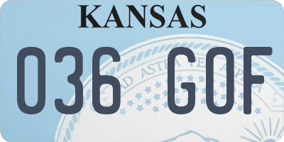 KS license plate 036GOF
