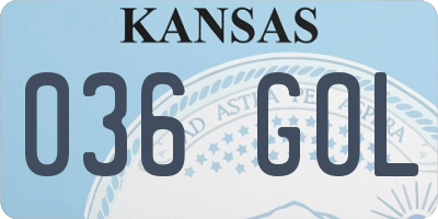 KS license plate 036GOL