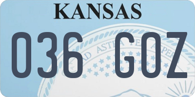 KS license plate 036GOZ