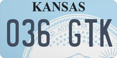 KS license plate 036GTK