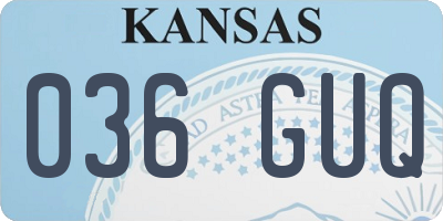 KS license plate 036GUQ
