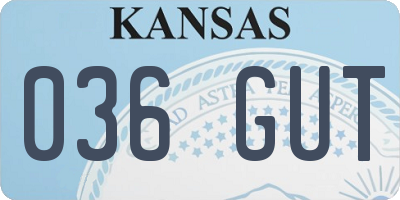 KS license plate 036GUT