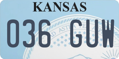 KS license plate 036GUW