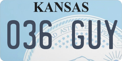 KS license plate 036GUY