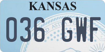KS license plate 036GWF