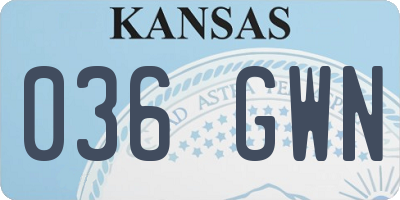 KS license plate 036GWN
