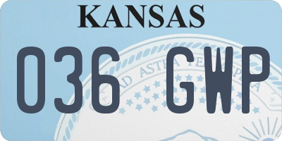KS license plate 036GWP