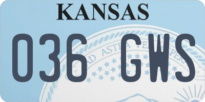 KS license plate 036GWS