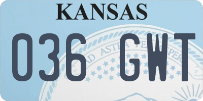 KS license plate 036GWT