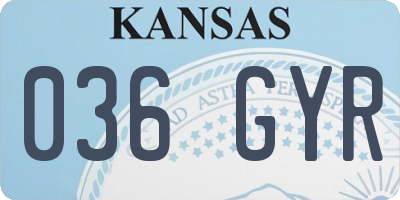 KS license plate 036GYR