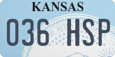 KS license plate 036HSP