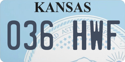 KS license plate 036HWF