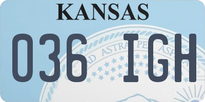 KS license plate 036IGH