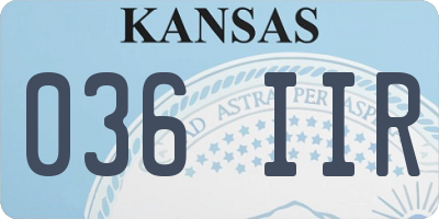 KS license plate 036IIR