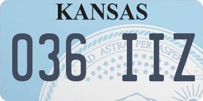 KS license plate 036IIZ