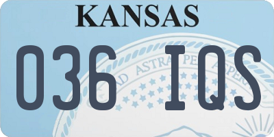 KS license plate 036IQS