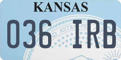 KS license plate 036IRB