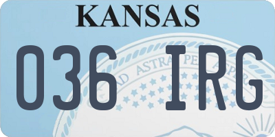 KS license plate 036IRG