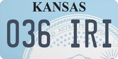 KS license plate 036IRI