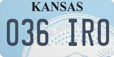 KS license plate 036IRO