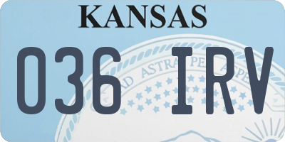 KS license plate 036IRV