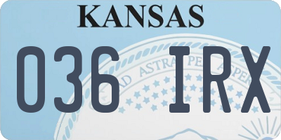 KS license plate 036IRX