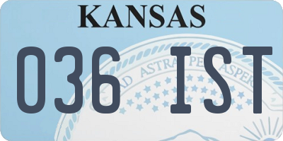 KS license plate 036IST