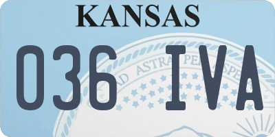 KS license plate 036IVA