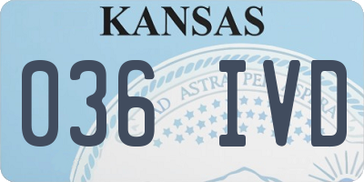 KS license plate 036IVD