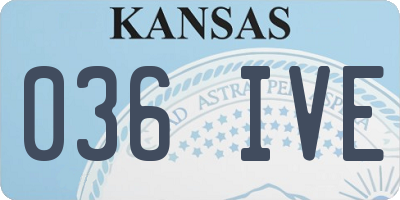 KS license plate 036IVE