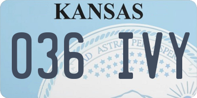 KS license plate 036IVY