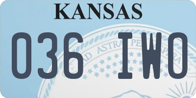 KS license plate 036IWO