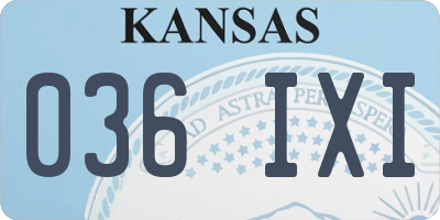 KS license plate 036IXI