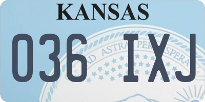 KS license plate 036IXJ