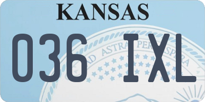 KS license plate 036IXL