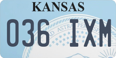KS license plate 036IXM