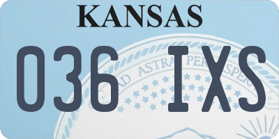 KS license plate 036IXS