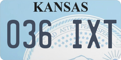 KS license plate 036IXT