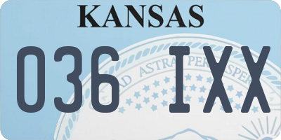 KS license plate 036IXX