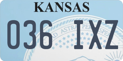 KS license plate 036IXZ