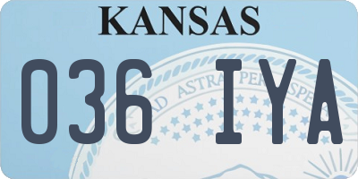 KS license plate 036IYA
