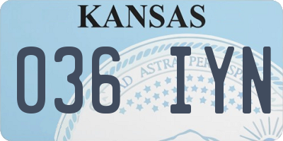 KS license plate 036IYN