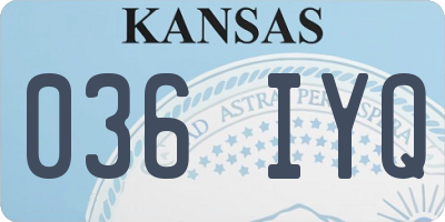 KS license plate 036IYQ