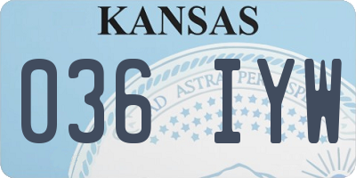 KS license plate 036IYW