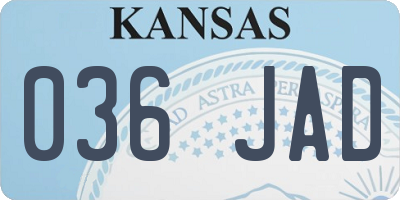 KS license plate 036JAD