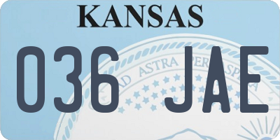 KS license plate 036JAE