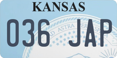 KS license plate 036JAP