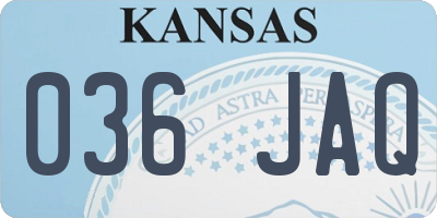 KS license plate 036JAQ